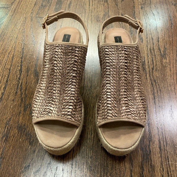 Steven Steve Madden Courage Espadrille Wedge Platform Sandals Cognac Multi - Picture 2 of 5